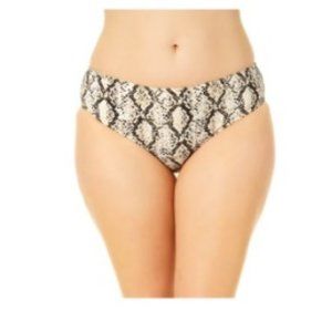 TT 3X Plus Pique Snake Print Mid Rise Hipster Bikini Swim Bottoms